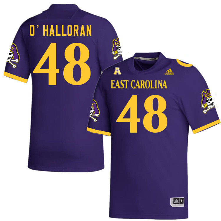 Men #48 Tomas O'Halloran ECU Pirates College Football Jerseys Stitched-Purple